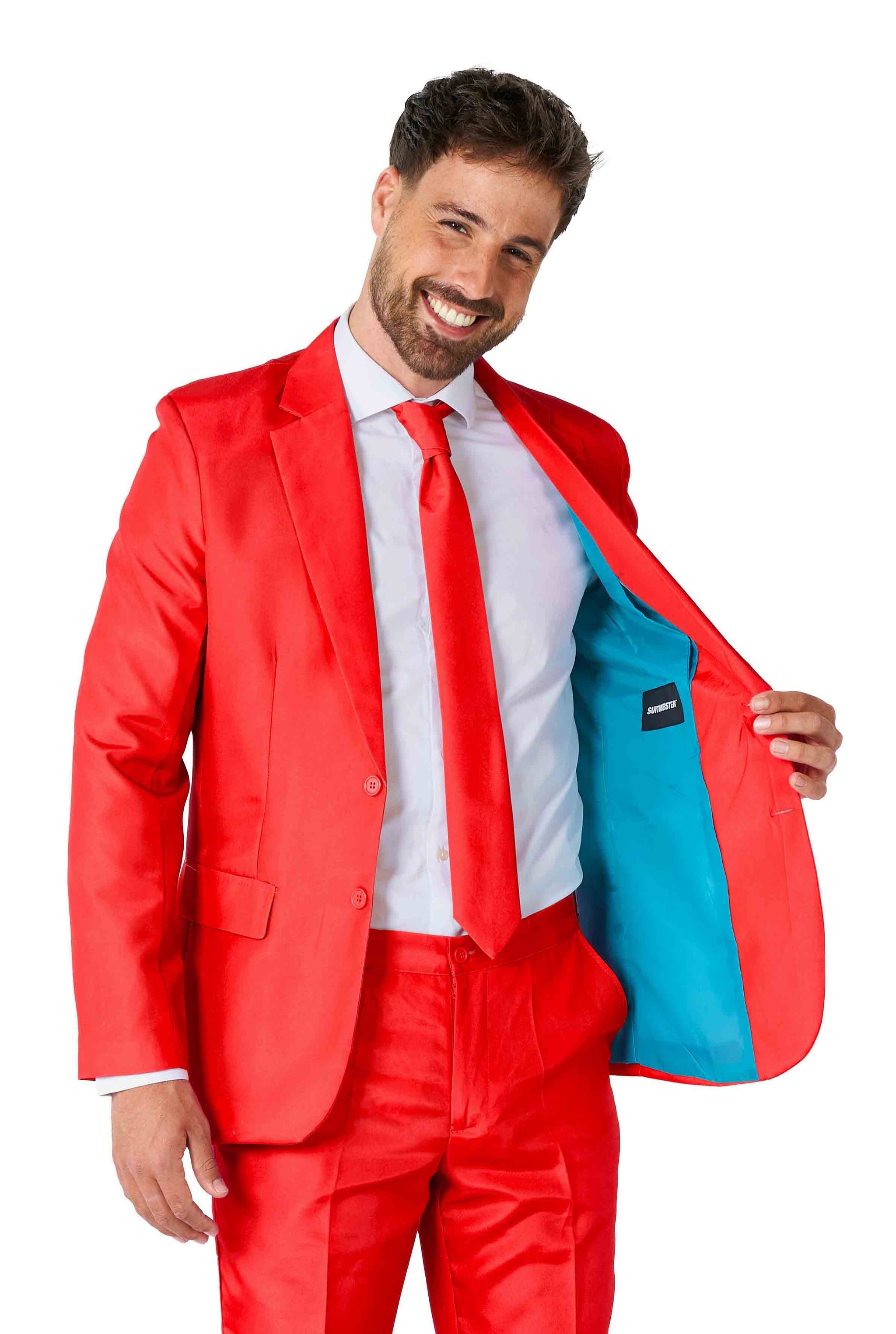 red dress shirt white tie Men's Red Satin Dress Shirt with Tie & Handkerchief 16.5 36/37 / Red